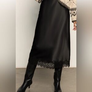 Sanctuary Black Pencil Skirt with Lace Detail